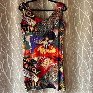 Jams World Sleeveless One Of A Kind Pianos Cognac Multi Dress Size 9 Boho Y2K